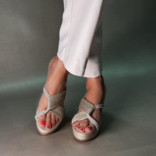 Crimzon -  Silver Wedges Sandals